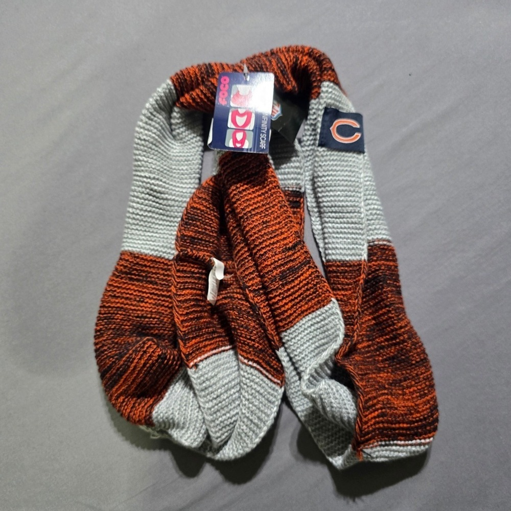 NEW FOCO Chicago Bears NFL‎ Infinity Scarf Orange Grey Ribbed womens